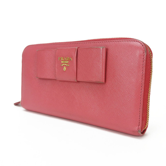 Prada Prada Saffiano Leather Zip Around Wallet Pink Others Long Wallet - Picture 1 of 14